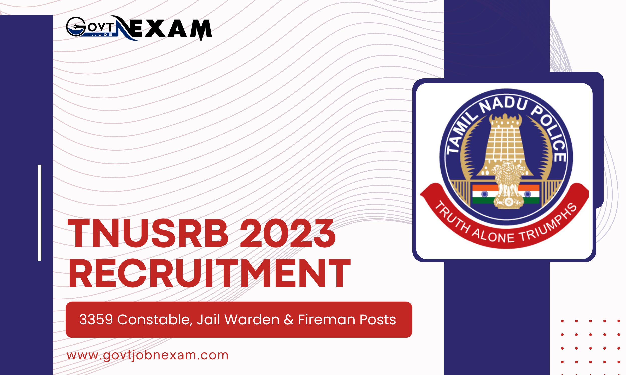 You are currently viewing TNUSRB Recruitment 2023 – Fill Application Form for 3359 Constable, Jail Warden & Fireman Posts