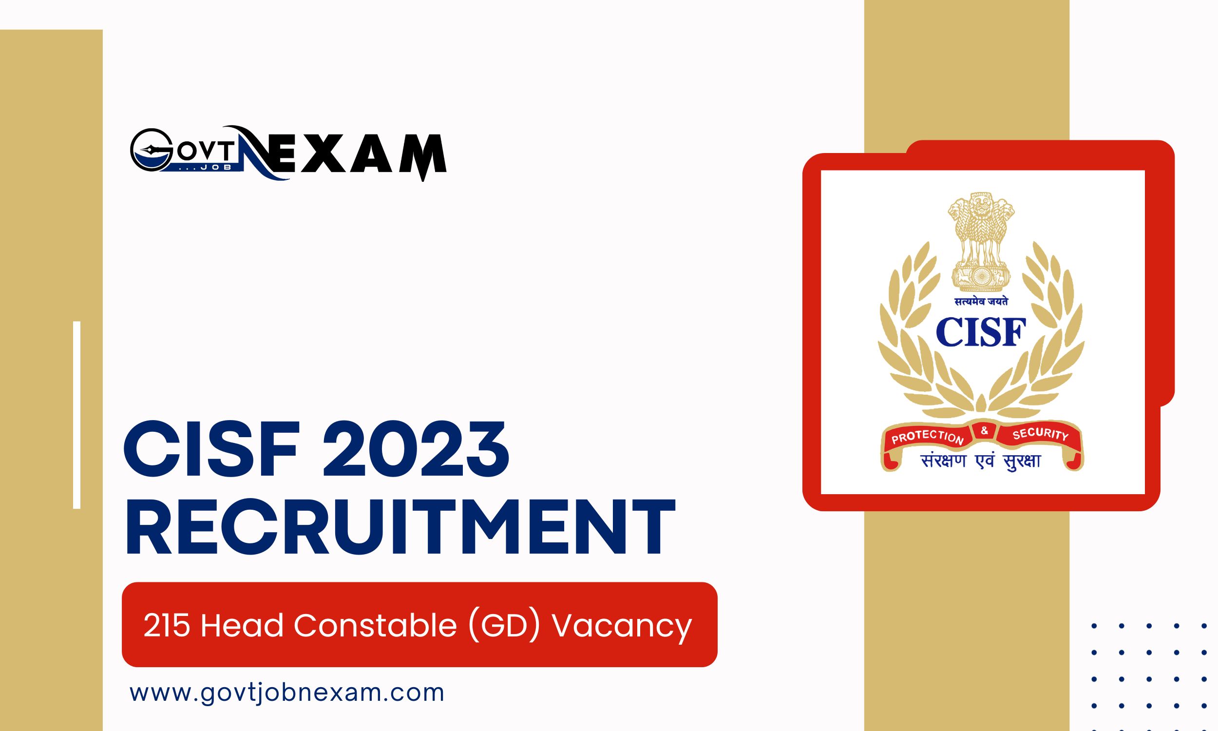You are currently viewing CISF Recruitment 2023 – Fill application form for 215 Head Constable (GD) Vacancy